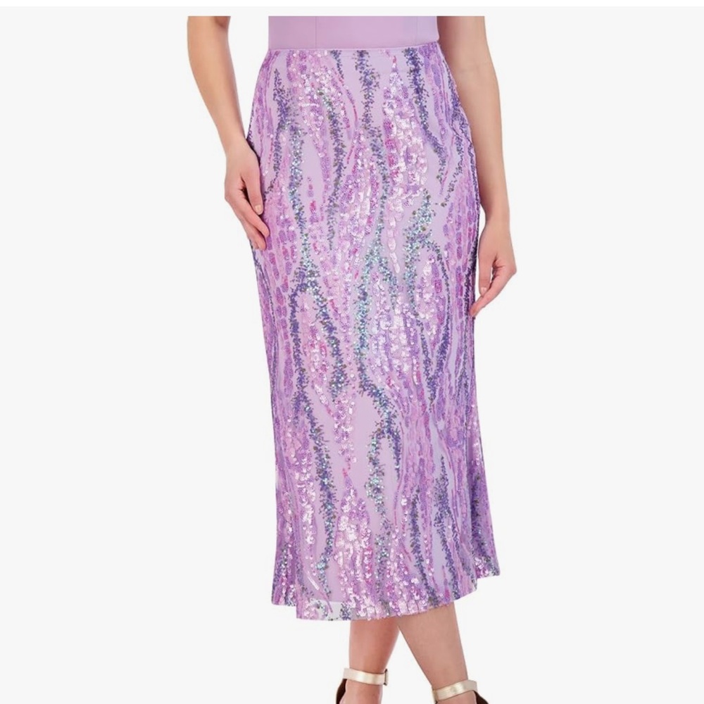 BCBGMaxAzria Purple Sequin Midi Pencil Skirt
